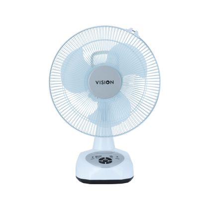 VISION Rechargeable Table Fan 12″ White With USB Charger